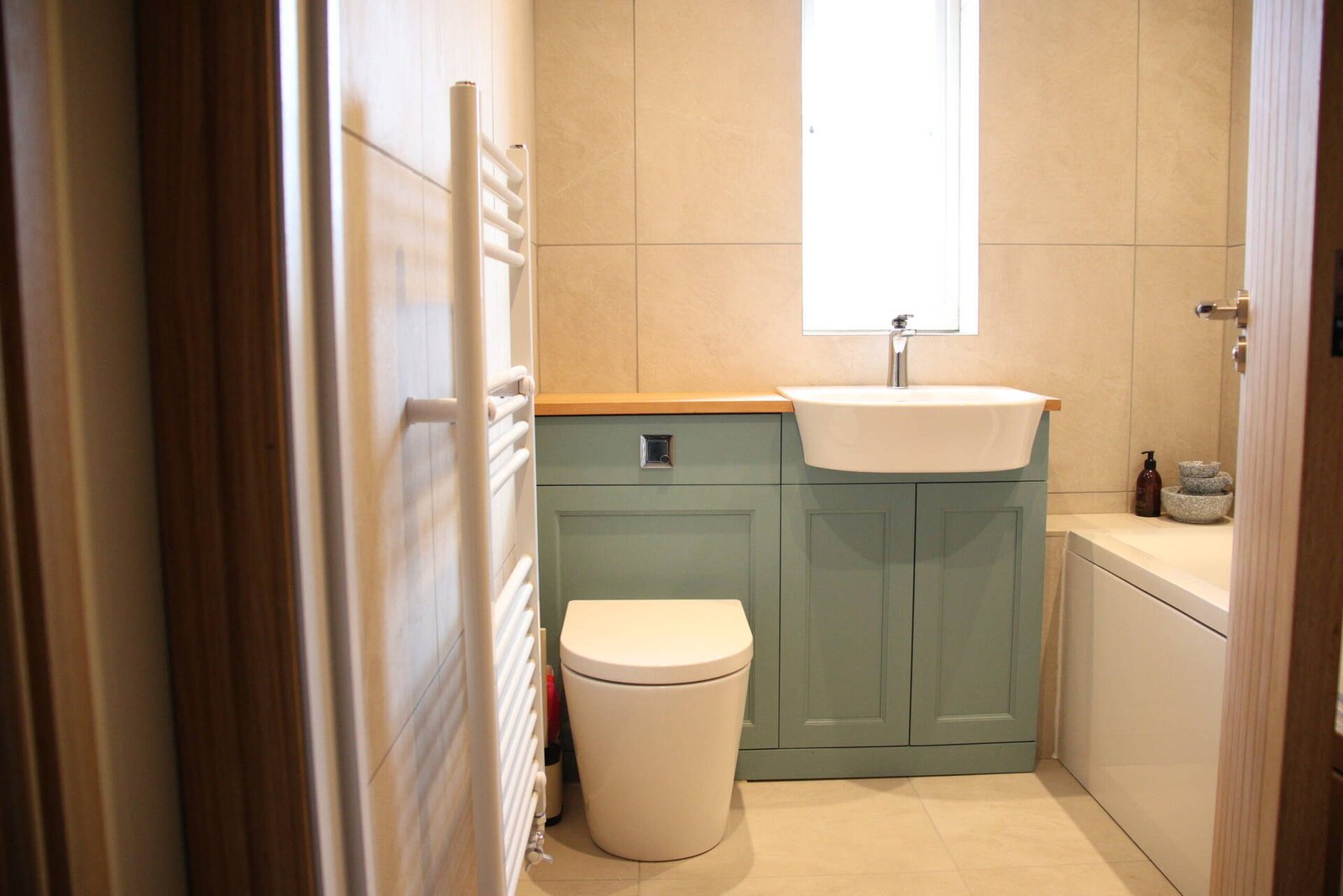 Bespoke bathroom vanity unit with solid top