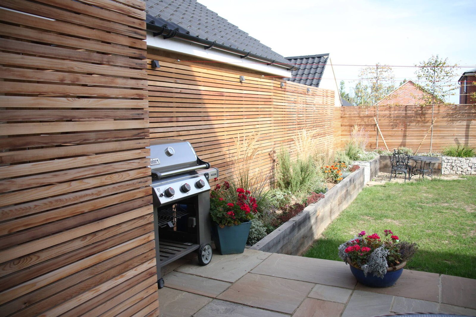 Cedar slatted fencing and garden screening